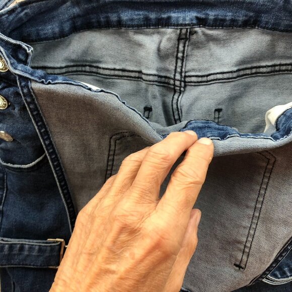 Womens Bib Overalls Large Blue Denim Flare Leg Vintage Medium Wash Casual Y2K - Picture 14 of 16